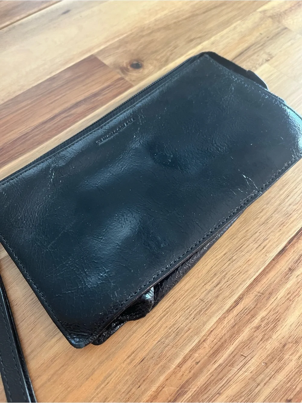 Francesco Biasia Leather Wristlet Clutch - Black